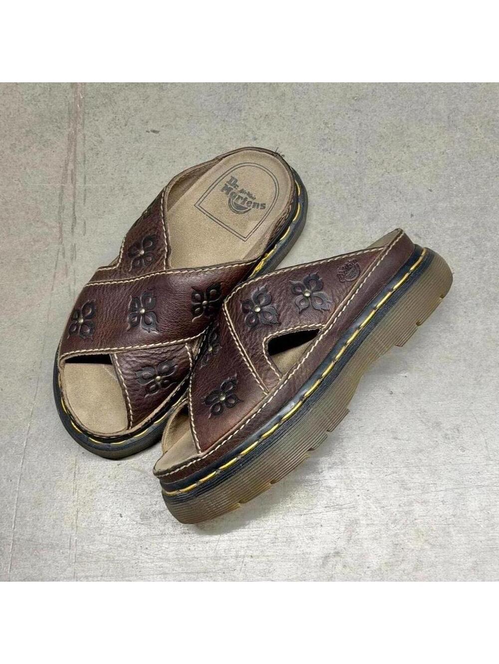 Dr Martens Flower Cut Out Cross Strap Sandals Womens Size 5 Vintage 90s Y2K RARE